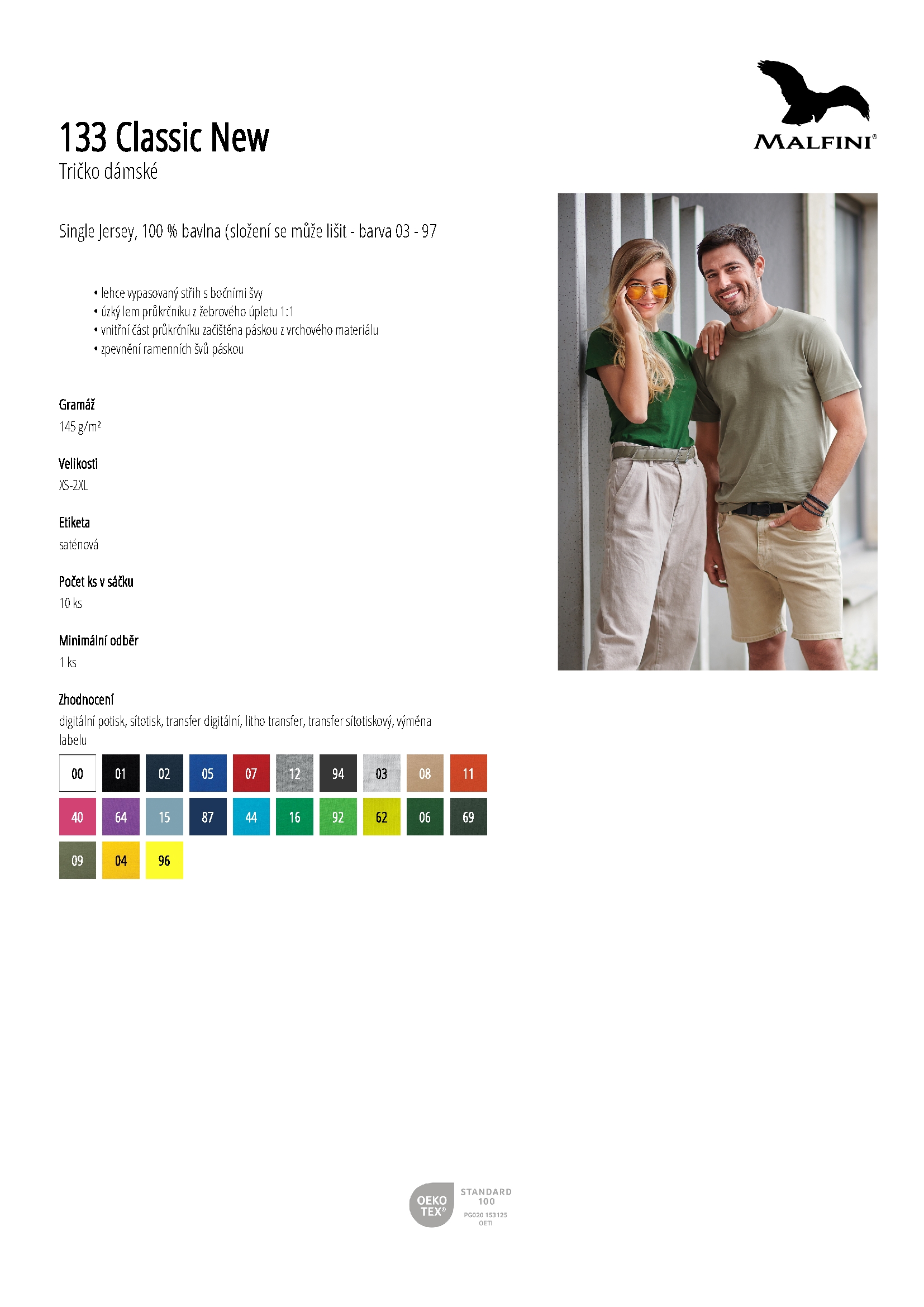 Karta produktu Tričko dámské Classic New 133 bílá