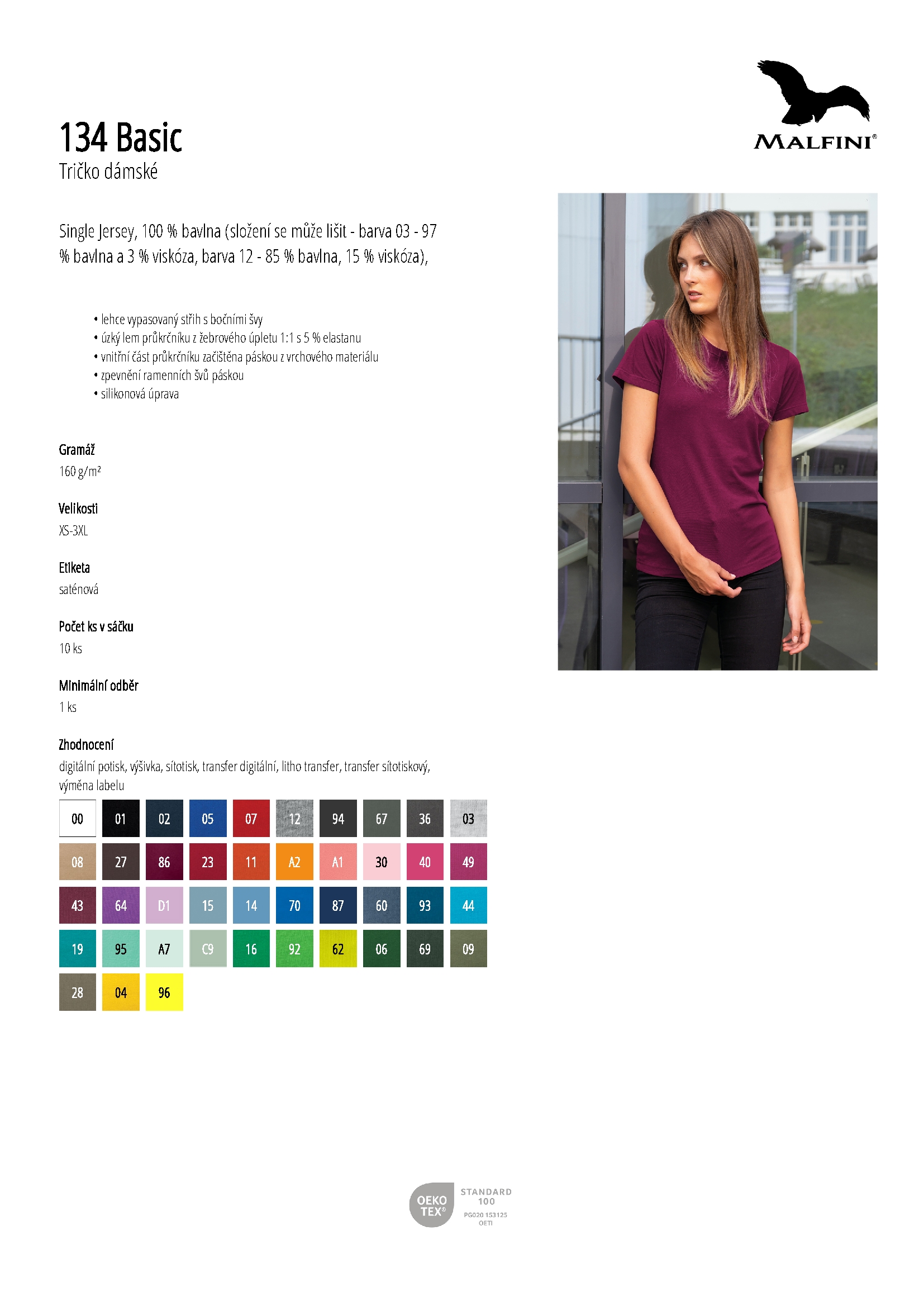 Karta produktu Tričko dámské Basic 134 bílá