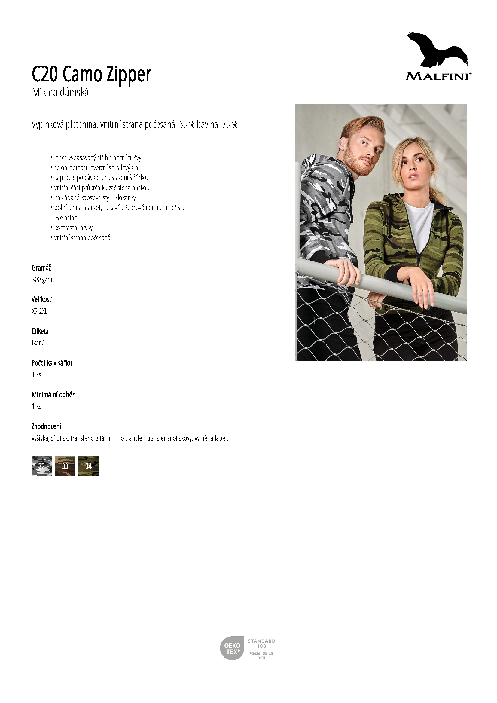 Karta produktu Mikina dámská Camo Zipper C20 camouflage gray